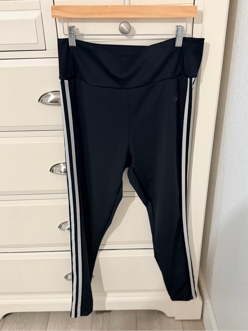 adidas Black Leggings with White Side Stripes